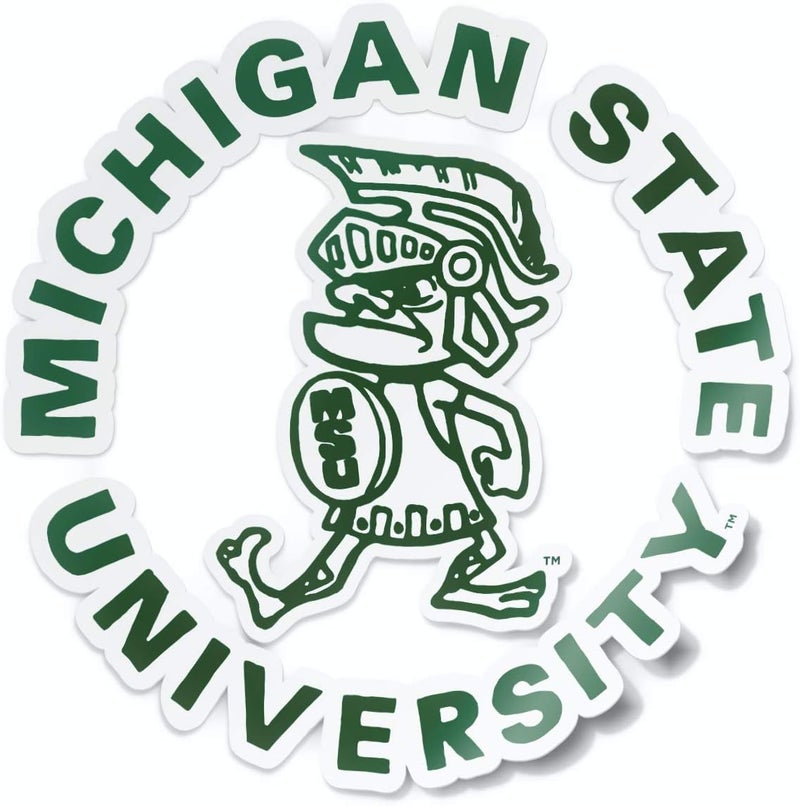 Nudge Printing Collegiate NCAA Car Decal Made from Premium Weatherproof Vinyl (Michigan State Tough Sparty - White) - Image 1